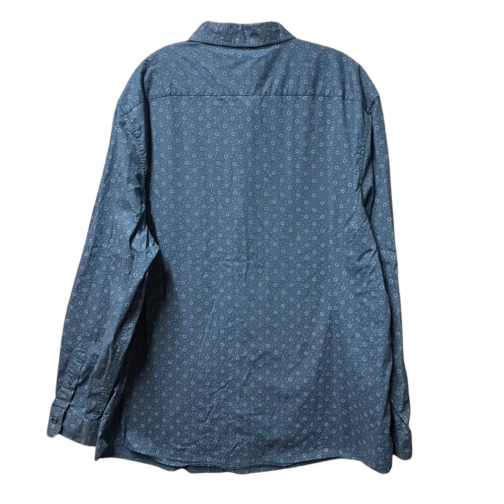 Lee Men's XXL Blue Floral Print Long Sleeve Button Down Regular Fit Shirt - Picture 6 of 9